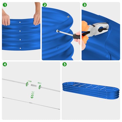 8×2×1ft Galvanized Raised Garden Bed Kit