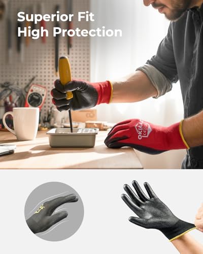 Men's Ultra Thin and Lightweight Working Gloves with Grip (12 Count)