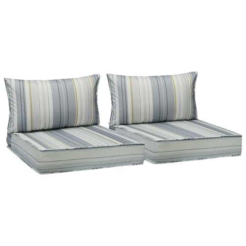 Outdoor Chair Cushions (Ash Blue Harbor Stripe / 25.5"x25.5"x5" / 25.5"x13.5")