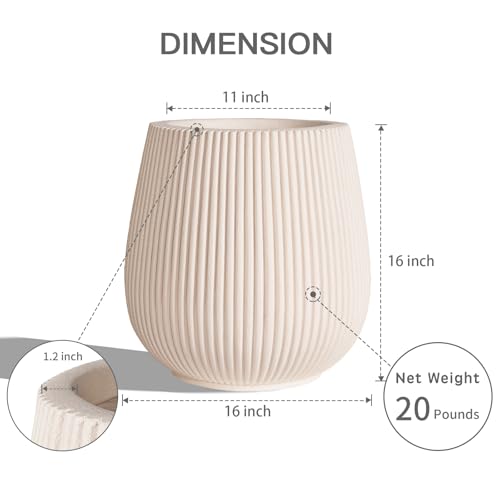 16" Pear Shaped Fluted Outdoor Planter (Off White / Pear-shaped)