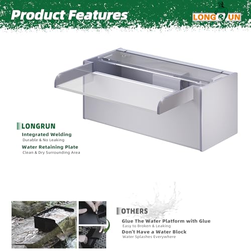 Pond Waterfall Stainless Steel Pond Spillway Color for Ponds 11.8" (11.8 inch Acrylic(New model))