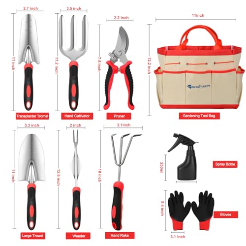 Gardening Tools 9 (9PCS Black Red)