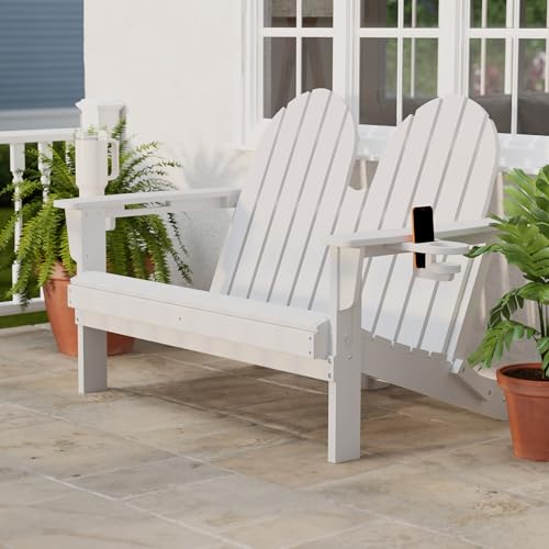 Outdoor Patio HDPE Adirondack Garden Skinny Bench (White / 49.5IN)