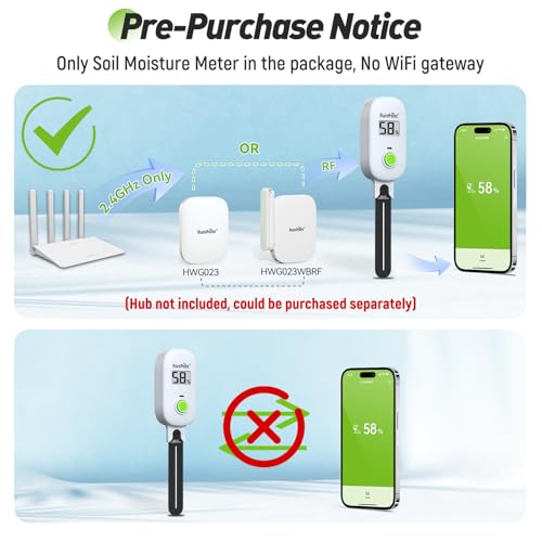 Smart Digital Wireless Plant Moisture Meter Houseplant Indoor (Sensor Only Pack)