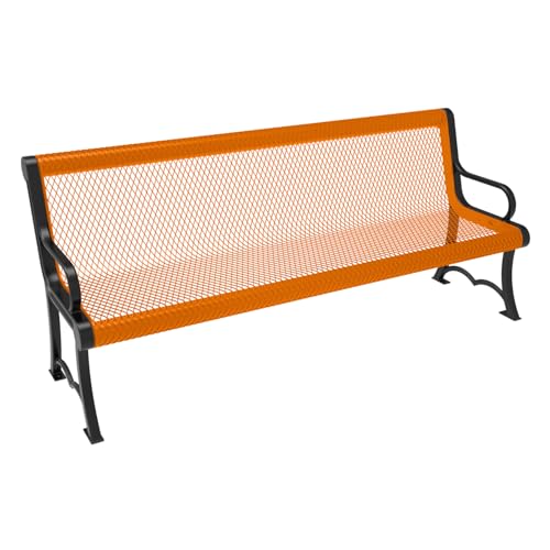 Bench, Orange, Expanded, 6Ft, with Back, Portable