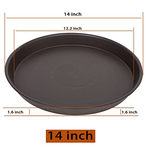 4 Pack of 14 inch Plant Saucers Bird Bath Bow Round (14" (4 pack) / Dark Brown)