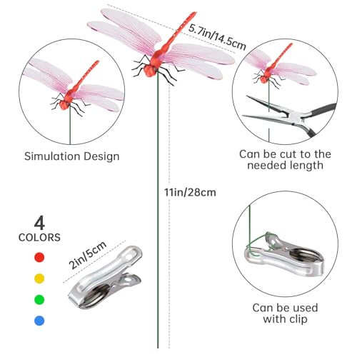 12 Pack 3D Dragonfly Clips (Mixed Color)