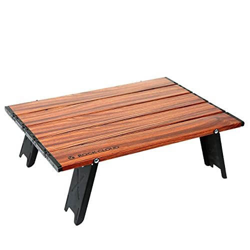 Portable Beach Table Aluminum Ultralight Folding Camping Table (Small / Classic / Wood Grain)