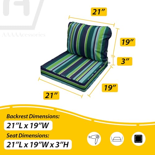 Outdoor Chair Cushions (Stormy Teal Coastal Stripe / 21"x19"x3" / 21"x19")