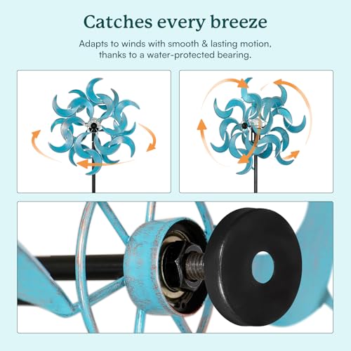 87" Wind Spinner Outdoor with Solar Light (Azure Moon-Solar Light Version)
