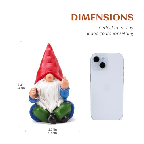 Middle Finger Gnome Statue 6.3in (Cigar Gnome)