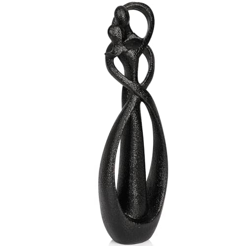 Kissing Lovers Statue Abstract Sculpture (Black / Large)