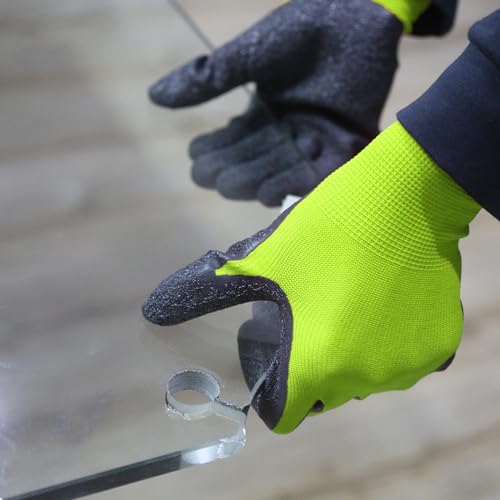 Crinkle Latex Rubber Coated Safety Work Gloves for Men Women (12 Count)