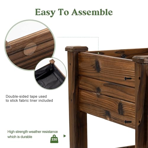 Cedar Wood Outdoor Raised Garden Bed Planter Box with Locking Wheels (Planter Box)