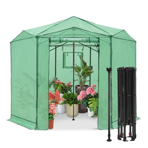 8.5x8.5 Easy Setup Pop Up Greenhouse (Clear/Green / 8.5x8.5)
