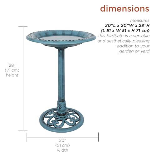 TEC116BL Pedestal Birdbath with Scrollwork Base and Ground Stakes