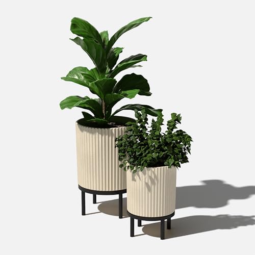 Demi Series Raised Duo Planters (Sand/Black / Bundle)