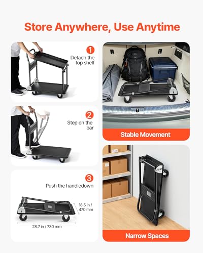 Heavy Duty 2 Tier Platform Hand Truck (28.7 x 18.5 x 32.3 in/ 730 x 470 x 820 mm)