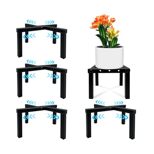 4 Pcs Four Legs Adjustable Metal Plant Stand for 5" (3 - Mini / Mini 4Pcs Black 5-10")