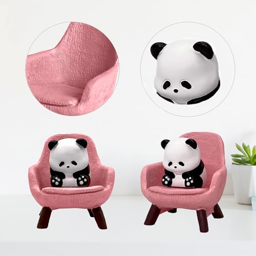 Miniature Panda Figurines Desk Decor (Pink Sofa)