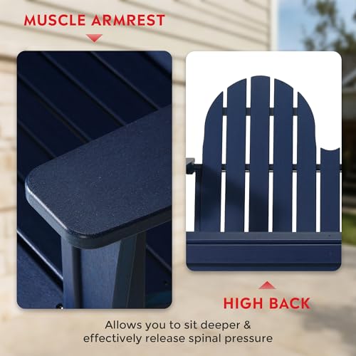 Outdoor Patio HDPE Adirondack Garden Skinny Bench (Navy Blue / 49.5IN)