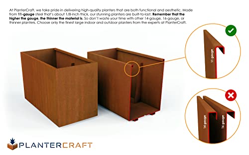 Large Rectangular Planters for Outdoor Plants 36x12x18 Corten Steel Planter (3 Sq Ft)