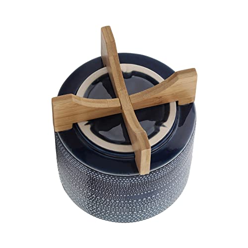Dotted Decorative Planter Pot with Wood Stand