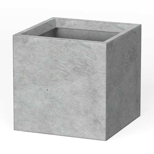 Small Square Pale Gray Concrete Planter 10" W (Concrete Gray / 10")