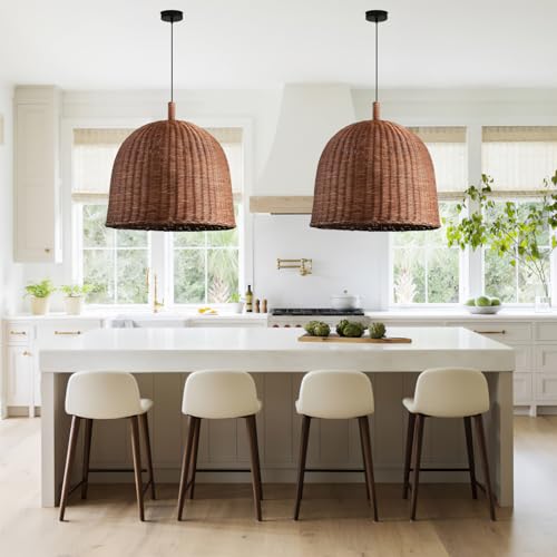 17.7" Rattan Pendant Light (Dark Brown Rattan / 17.7" 3-Light)