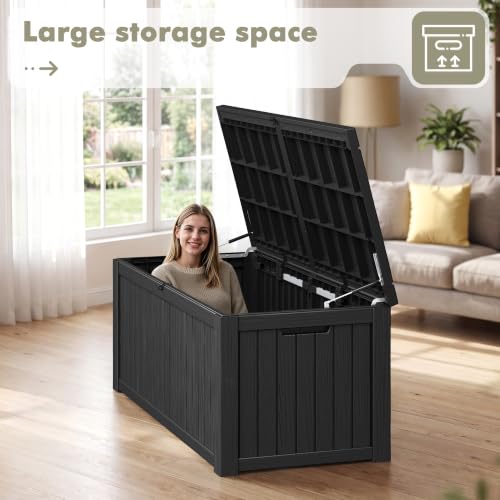 220 Gallon Outdoor Storage Box Waterproof Deck Box for Patio (Black / 220 Gallon)
