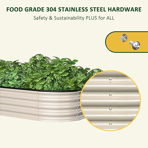 8x4x1FT Galvanized Raised Garden Bed with Support Rods (Ivory White / 8x4x1FT)