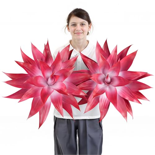 Artificial Agave Plant Set (Red White*2 / 28 Inches)
