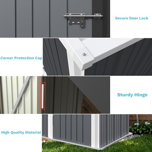 Outdoor Storage Shed 5 x 3 ft. Utility Tool Shed (5x3 / Gray)