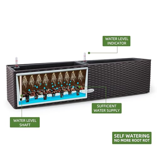 31.5 Inch Self Watering Rail Window Box (80A / Brown)