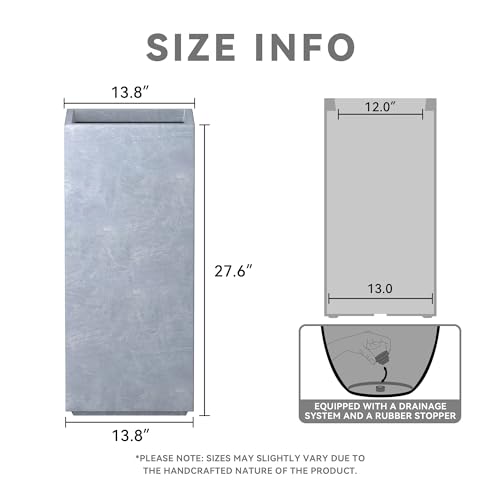 Large Column Square Blue Gray Concrete Planter 27.6" H (Slate Gray / 27.6" H)