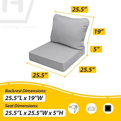 Outdoor Chair Cushions (Gray / 25.5"x25.5"x5" / 25.5"x19")