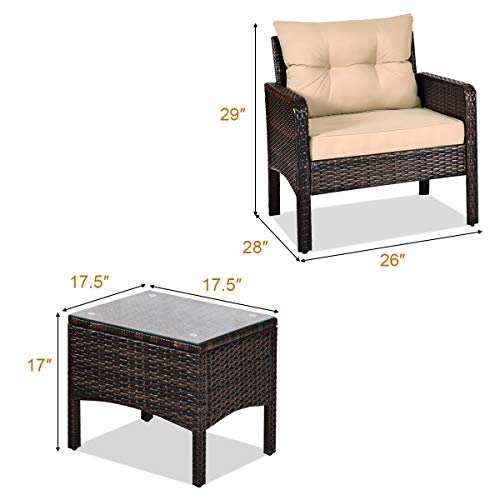 3 Piece Outdoor Patio Furniture Set for 2 (3 Count)