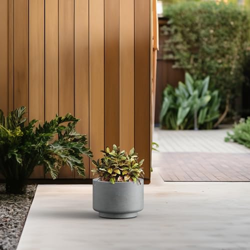 Pale Gray Concrete Planter 9.8" Dia All (Natural Concrete / 10" Dia x 7.1"H)