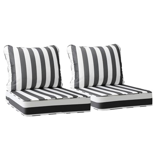 Outdoor Chair Cushions (Gray Cabana Stripe / 24"x24"x5" / 24"x19")