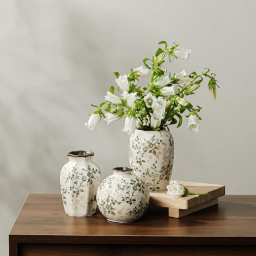 Ceramic Flower Small Vase for Home Decor (19-green)