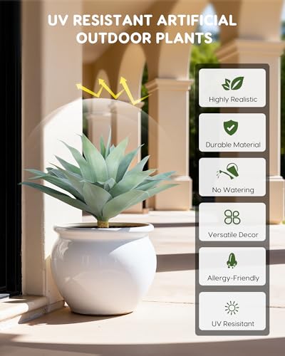 Artificial Outdoor Blue Agave Plant (Blue*2 / 28 Inches)