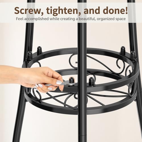 3 Tiers Metal Corner Plant Flower Stand Tall Indoor Outdoor (Black / 3 Tier)