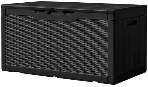 100 Gallon Resin Deck Box Large Outdoor Storage (100 Gallon / Dark Black)