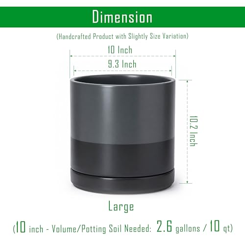 10 Inch Ceramic Planter Pot (Large / Slate)