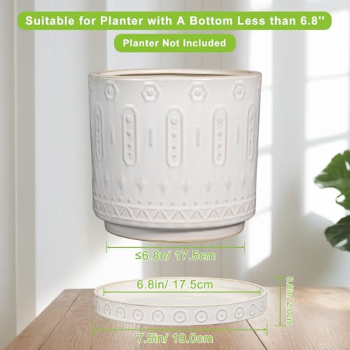 2 Pack Ceramic Plant Saucer (7.5 Inch / Cream White - 2)