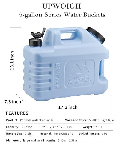5 Gallon Camping Water Jug with Spigot (Powder Blue)