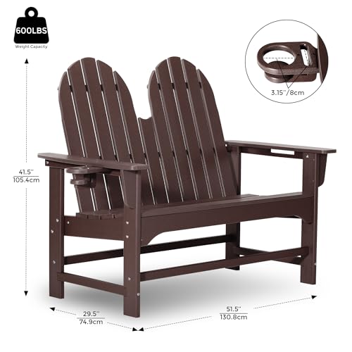 Outdoor Patio HDPE Adirondack Garden Skinny Bench (Dark Brown / 51.5IN)