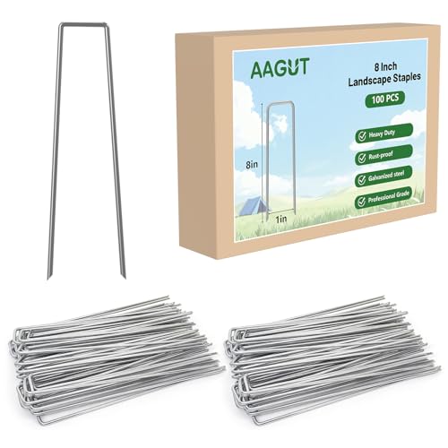 Landscape Staples 8 Inch Galvanized Anti (8'' x 100Pcs-11Ga / Silver)