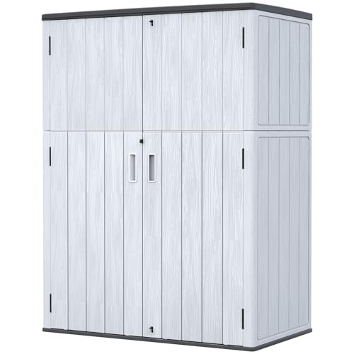 57 Cu.ft Outdoor Storage Cabinet with One Tool Kit (Gray-57 cu ft)