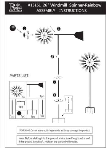 Wind Spinner Outdoor Metal Kinetic Yard Art with Stake (Rainbow / Medium (70-79 Inch))